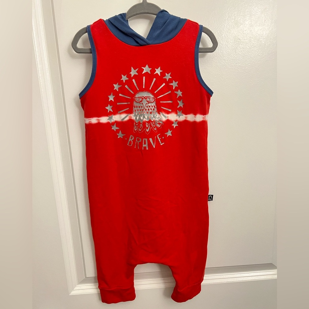 Rags Red Sleeveless USA Romper with Brave Eagle Design